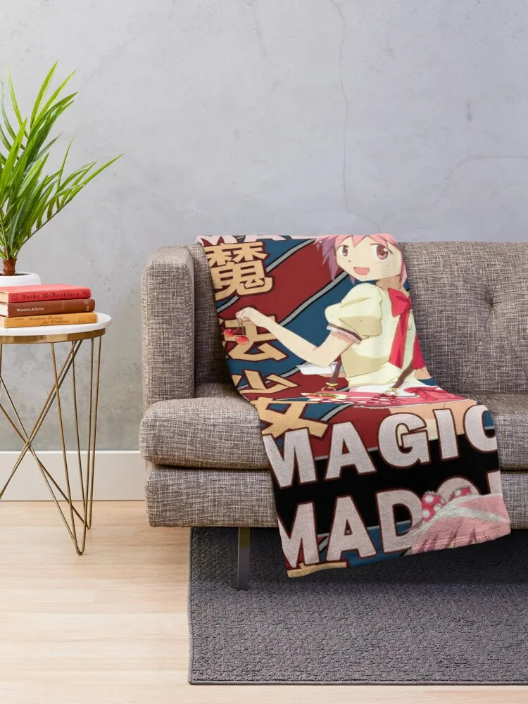 Madoka Kaname Madoka Magica Vintage Stripe Design Throw Blanket For Decorative Sofa blankets and throws Blankets