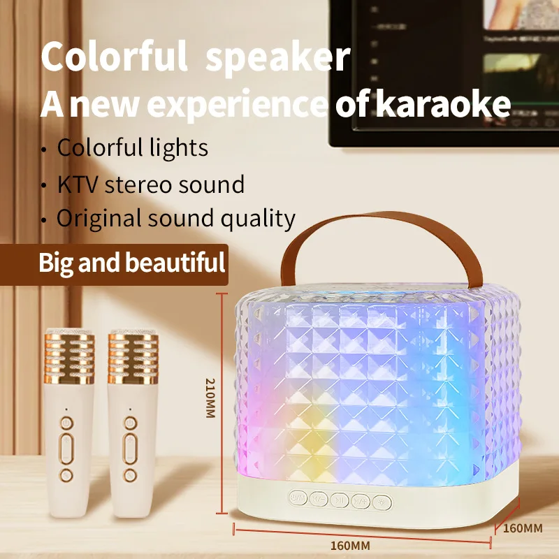 

Full-screen Stereo Speaker with Duel Mic HIFI Sound Quality RGB Lights Multiple Playback Modes Wireless Bluetooth Music Player