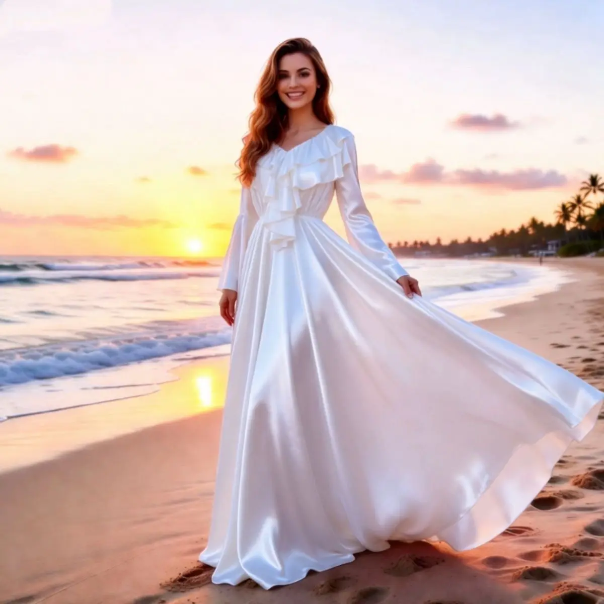 Mulheres brilhantes cetim vestido longo pijama maxi vestido pulôver vestidos elegantes roupa de dormir