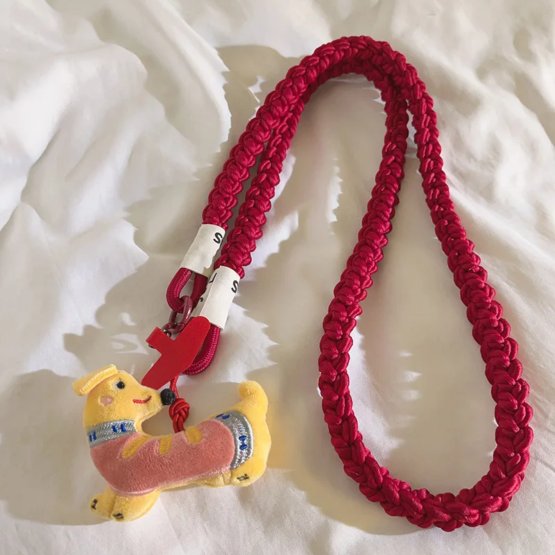 Cute Yellow Dachshund Pendant - Universal Phone Case Strap, Long Crossbody Chain with Diagonal/Hanging Rope Styles