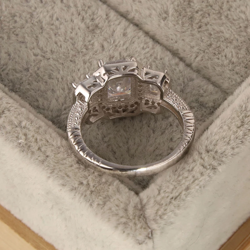 100% S925 Sterling Silver INS Wind Retro Square Glory Ladies Ring Simple, Light Luxury Men And Women Proposal Rings Women