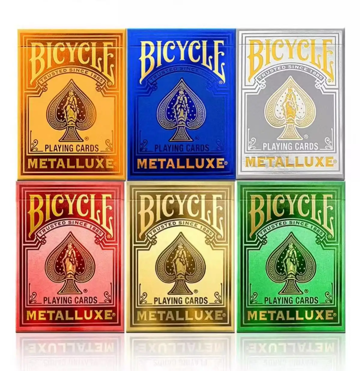 

Bicycle Metalluxe Bicycle Playing Cards Collector's Bundle - Set of 1 Decks Gold, Green, Red, Silver, Orange, and Blue