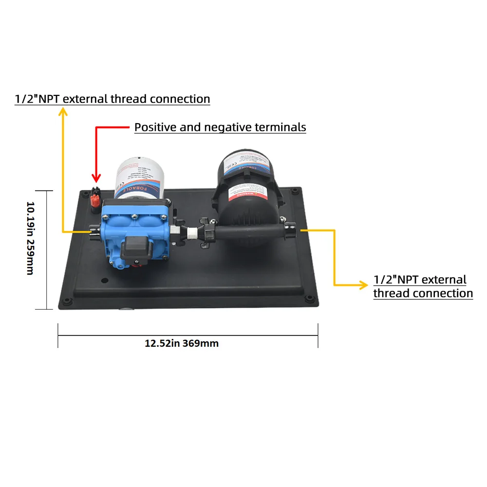 Pompe à eau RV DC 12V 3GPM 11,3l/Min 55PSI pompe à membrane d'eau douce intégrée sur demande pressostat avec réservoir de pression