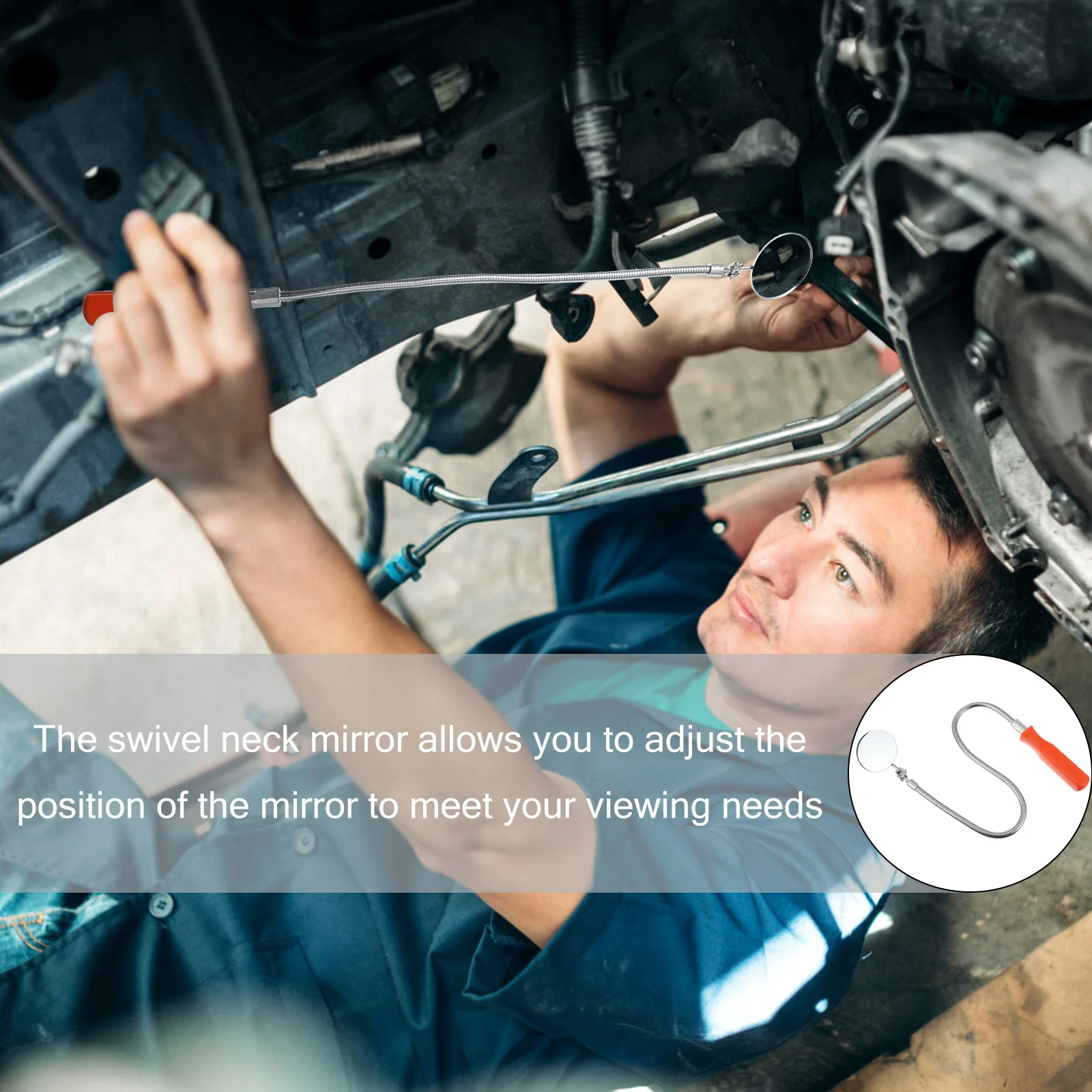 

1Pcs Flexible Inspection Mirror stick Swivel Round Mirror for Car Vehicle Auto Inspection Tool Confined Space Viewing