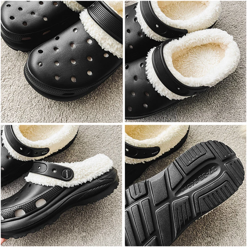 2024 New Winter Garden Shoes Women Soft Breathable Thickened Indoor Outdoor Cotton Drag To Keep Warm Hole Slippers Baotou Clogs