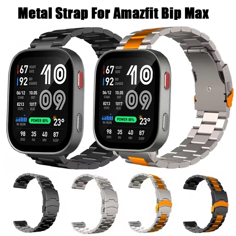 Luxuriöses Metall-Uhrenarmband für Amazfit Bip Max, Armband aus Edelstahl, Smartwatch für Amazfit Bip Max, Uhrenarmbänder, Zubehör