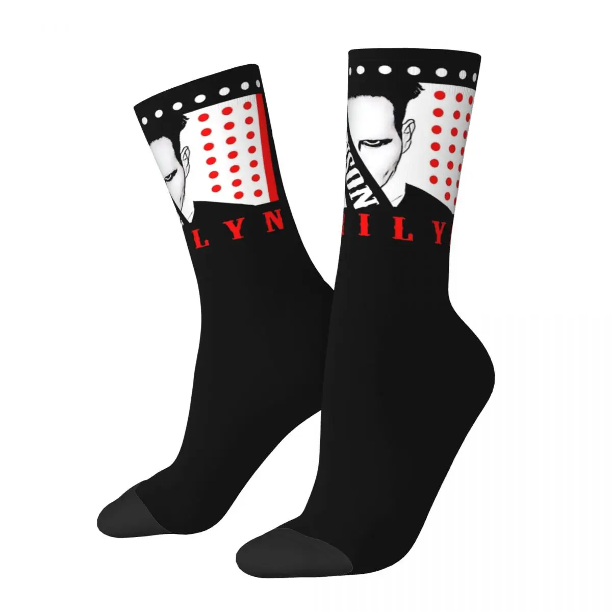 Winter Warm Hip-hop Men's Women's 90s Music Marilyn Manson Socks Sweat Absorbing Crew Socks