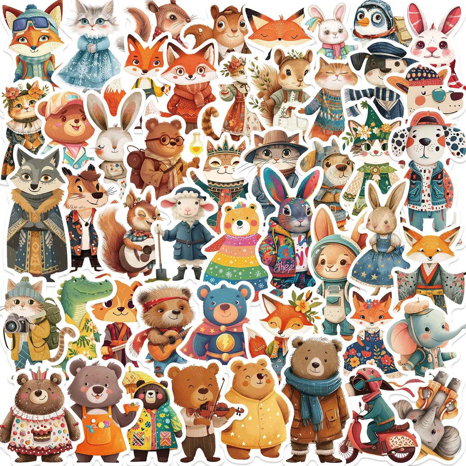 50 sztuk Cartoon Zoo dzikie zwierzęta naklejki estetyczne DIY zabawki na telefon deskorolka Laptop lodówka naklejki samochodowe bajka naklejka