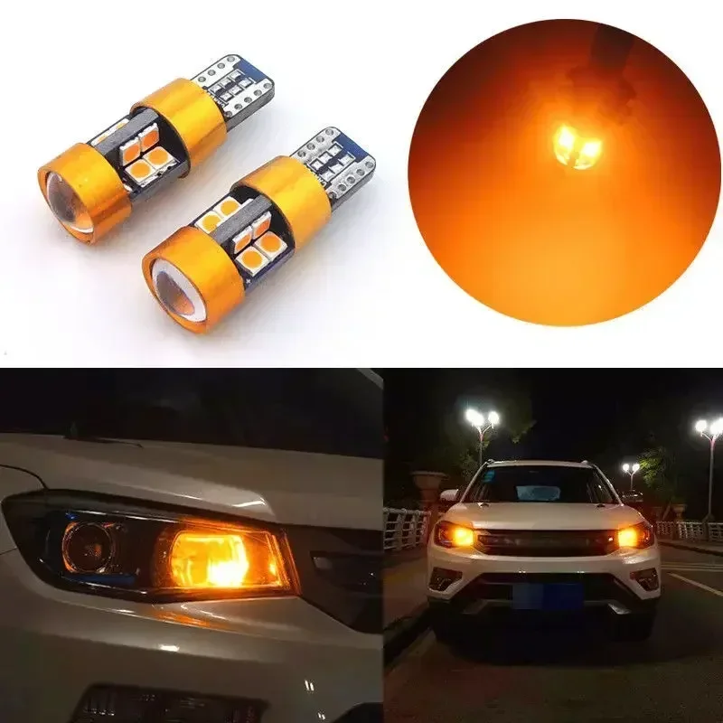 

2Pcs Car T10 LED Signal Lights Orange Amber Lamp 3030 12V Position Lights 2821 Parking Bulb 2827 2525 City W5WB 194NA 168 DRL