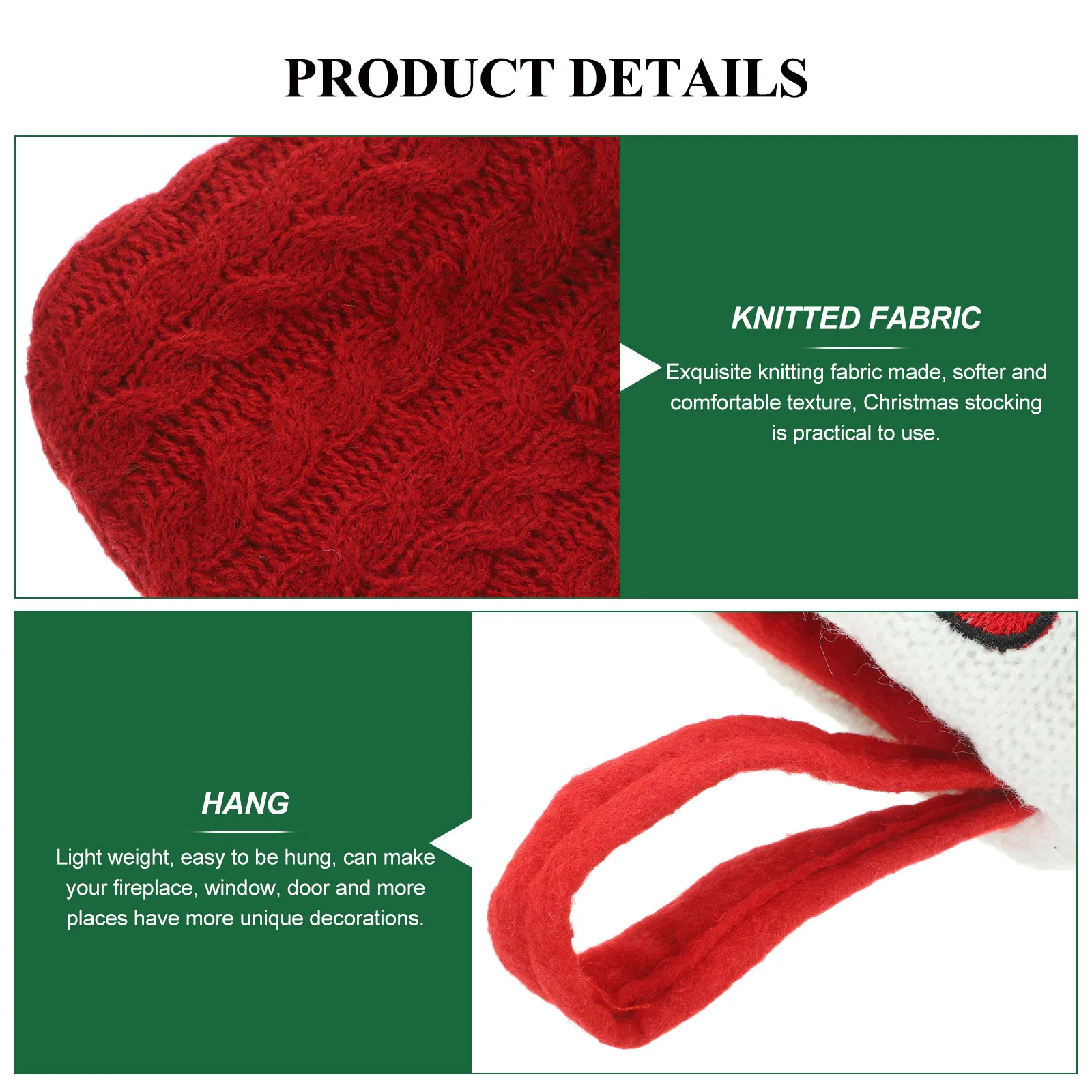 

Christmas Stocking Decoration Unique Ornaments for Tree Weave Holiday Knitted Fabric
