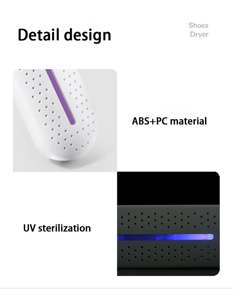 TINSOL Tragbarer Schuhtrockner mit USB-Anschluss, UV-Desinfektion, konstanter Temperatur und Heizfunktion, ideal für Reisen und Studentenwohnheime. – Detail 12