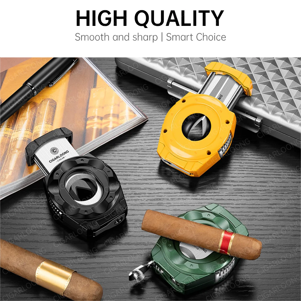 Portable Cigar Cutter Stainless Steel Multifunctional Smooth Blade V-Cut Flat Cut Cigar Puncher Cigar Holder Travel Accessories