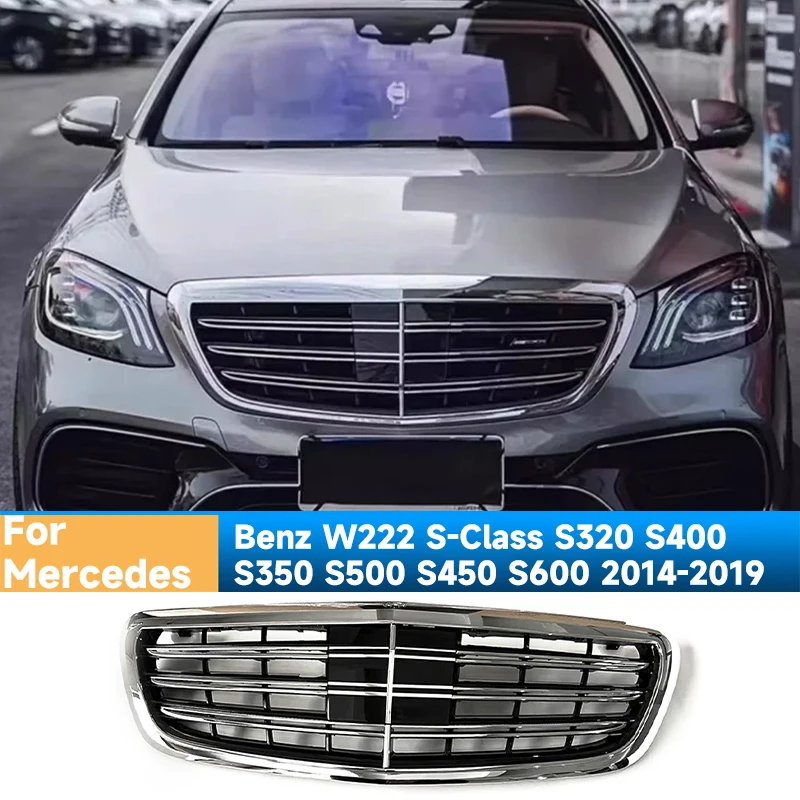 Front Bumper Grille For Mercedes-Benz W222 S-Class S320 S400 S350 S500 S450 S600 2014-2019 Hood Tuning Racing Grill ABS Grills