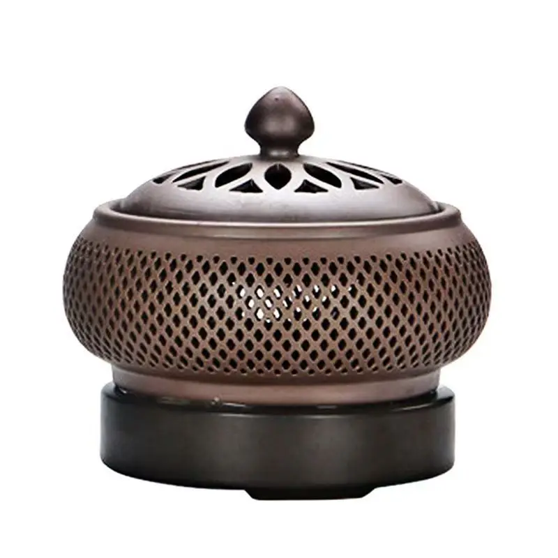 Plug-in Electric Aroma Incense Lamp, Ceramic Desktop Sculpture Ornament, 110V/220V Temp Control