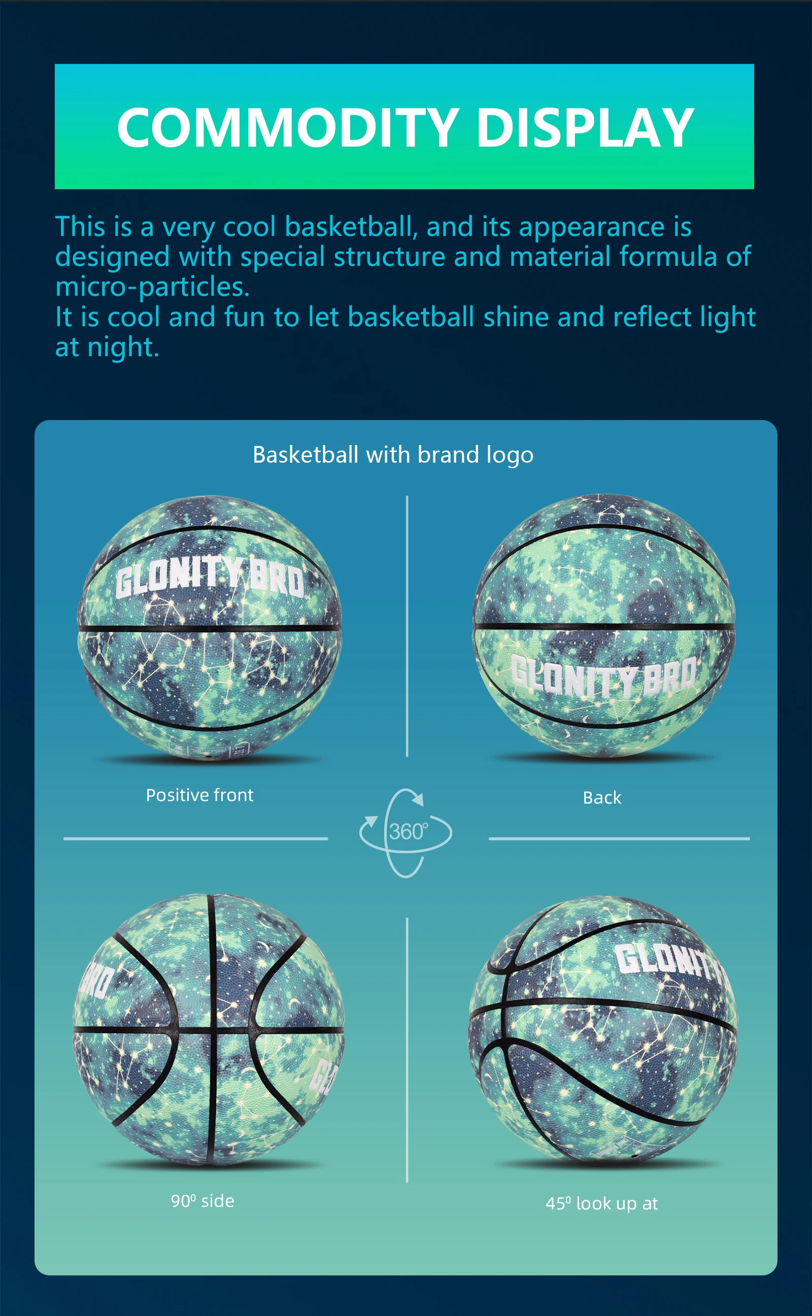 Leuchtender Basketball Offizielle Größe 5/6/7 Erwachsene Jugendliche Composite PU Basketball Langlebig für Innen und Außen Straßenball Hohe Qualität – Detail 9