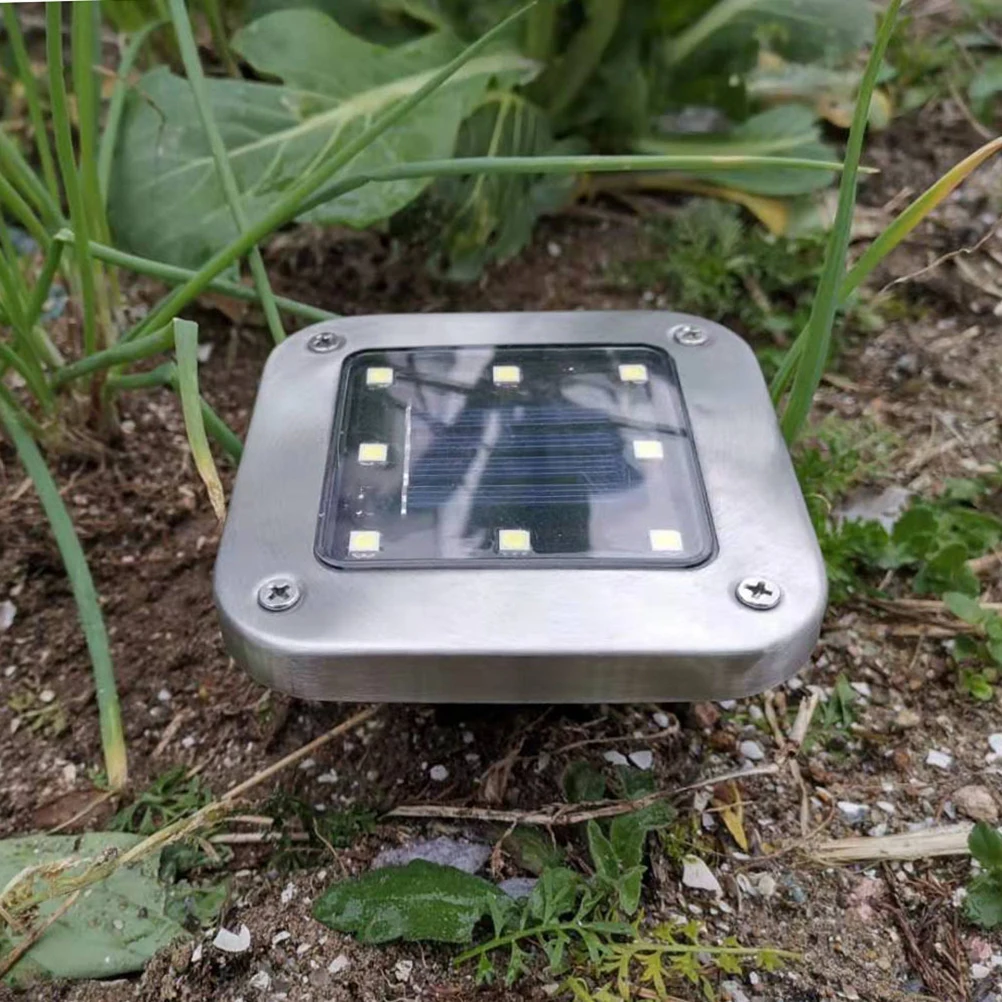 

2pcs Solar Lamp LED Waterproof Buried Light Outside Lighting Tool Silver Color Easy Installation Outdoor Use Solar Powered