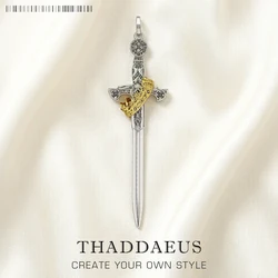 Grande épée avec pendentif couronne en argent Sterling 925, bijoux Vintage, mode Europe, cadeau pour femmes et hommes