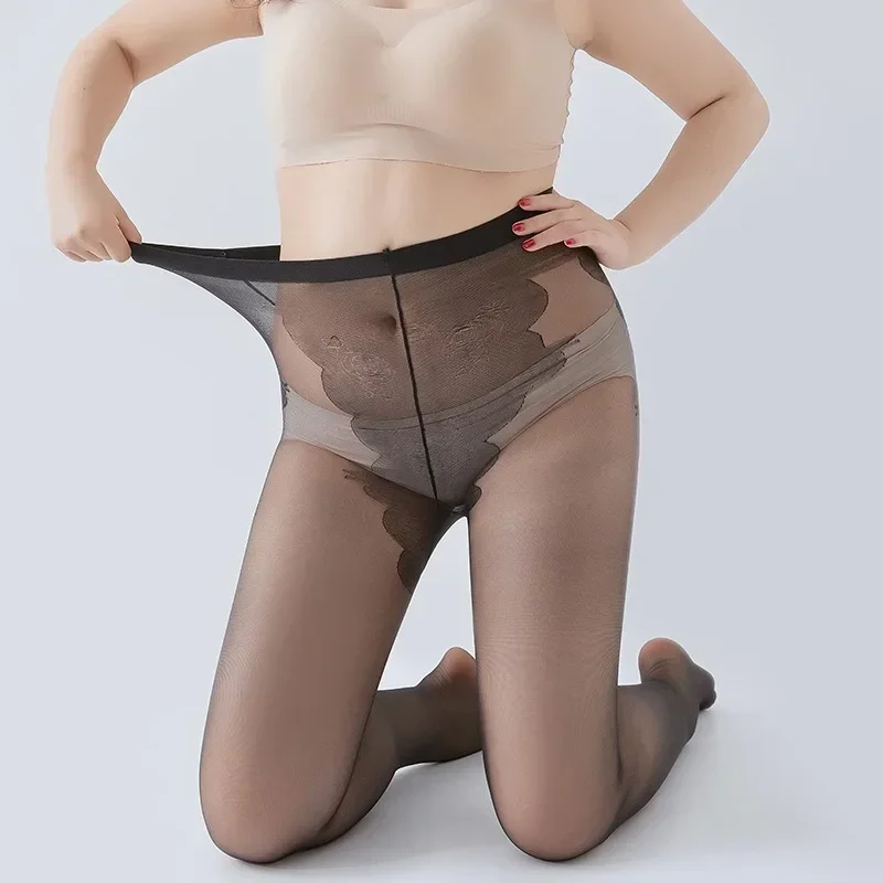 Bas en nylon ultra-fin transparent pour femme, collants résistants à l'usure, collants respirants sexy, taille haute, pantalon mince, grande taille