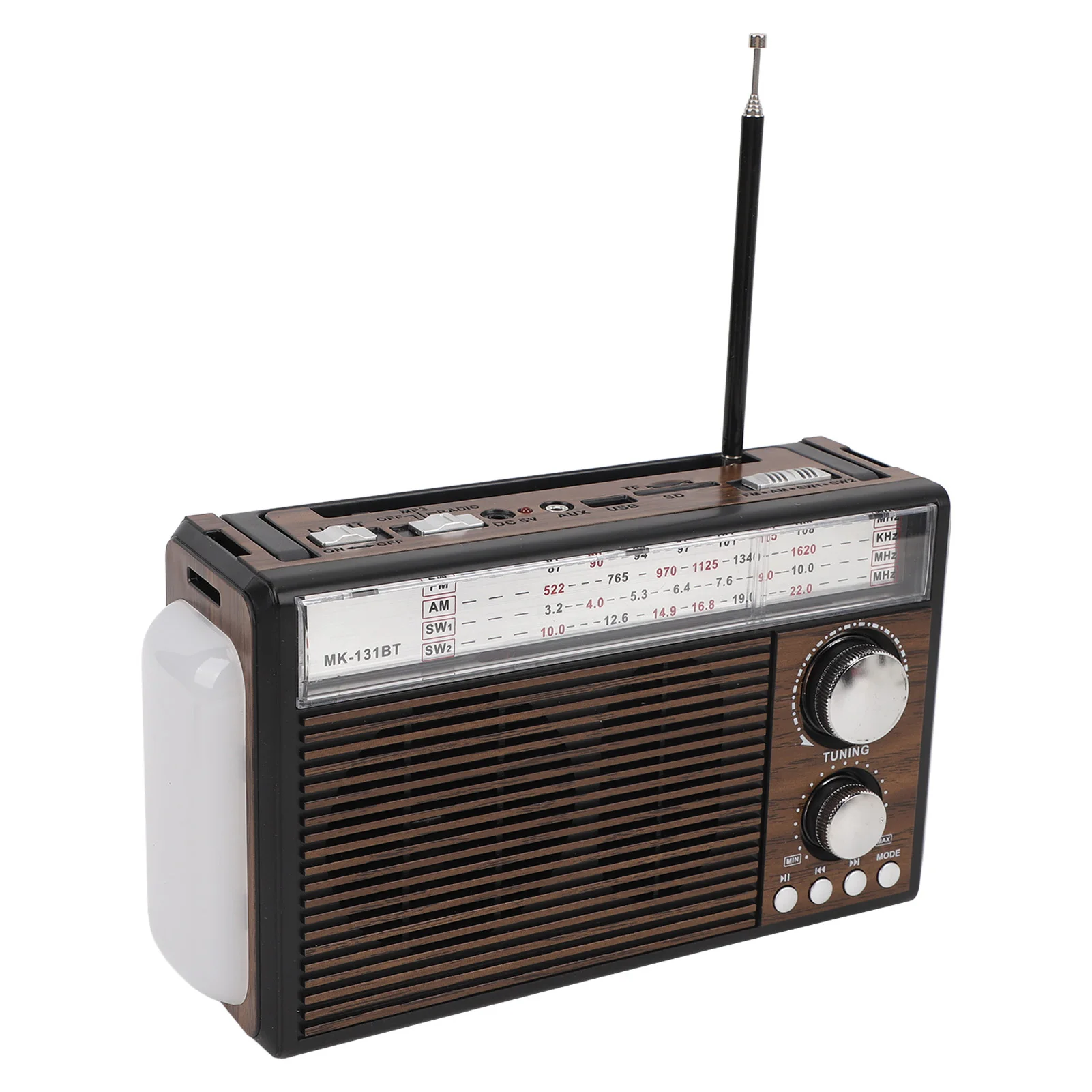 راديو FM AM SW هوائي تليسكوبي متعدد الموجات مشغل MP3 راديو محمول عتيق مع وظيفة المصباح راديو بلوتوث