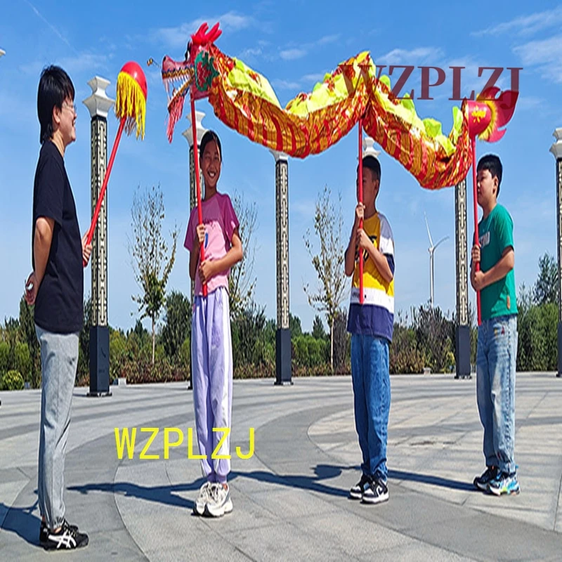 3m Length Golden Dragon Dance Costume  for 4 Kid Boy Children Performance Halloween Party Event Carnival Parade Folk Stage Sport