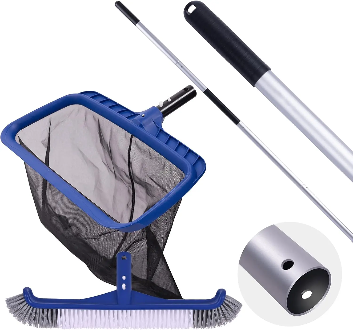 

Набор для чистки бассейна: щетка, сачок и алюминиевая штанга 10,5 футов для легкого ухода за бассейном