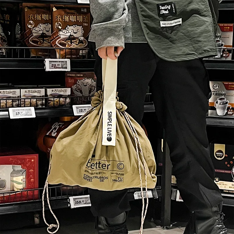 Grote Capaciteit Tooling Wind Draagbare Reizen Picknick Opbergtas Handtas Met Trekkoord Geïsoleerde Boodschappentas Nylon Lunchtas