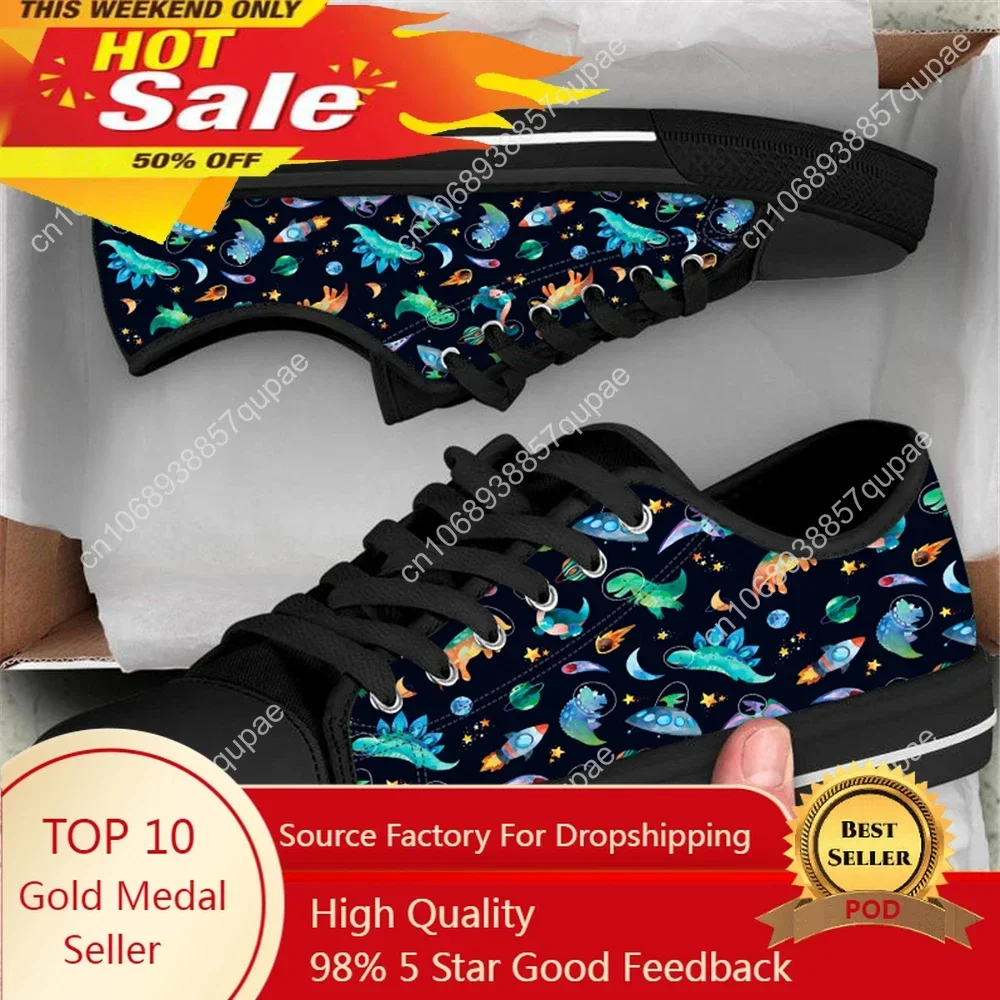 Lovely Dinosaur Design Low Top Shoes Men Women Teenager Sneakers Canvas High Quality Sneaker Casual Customized Couple Shoe