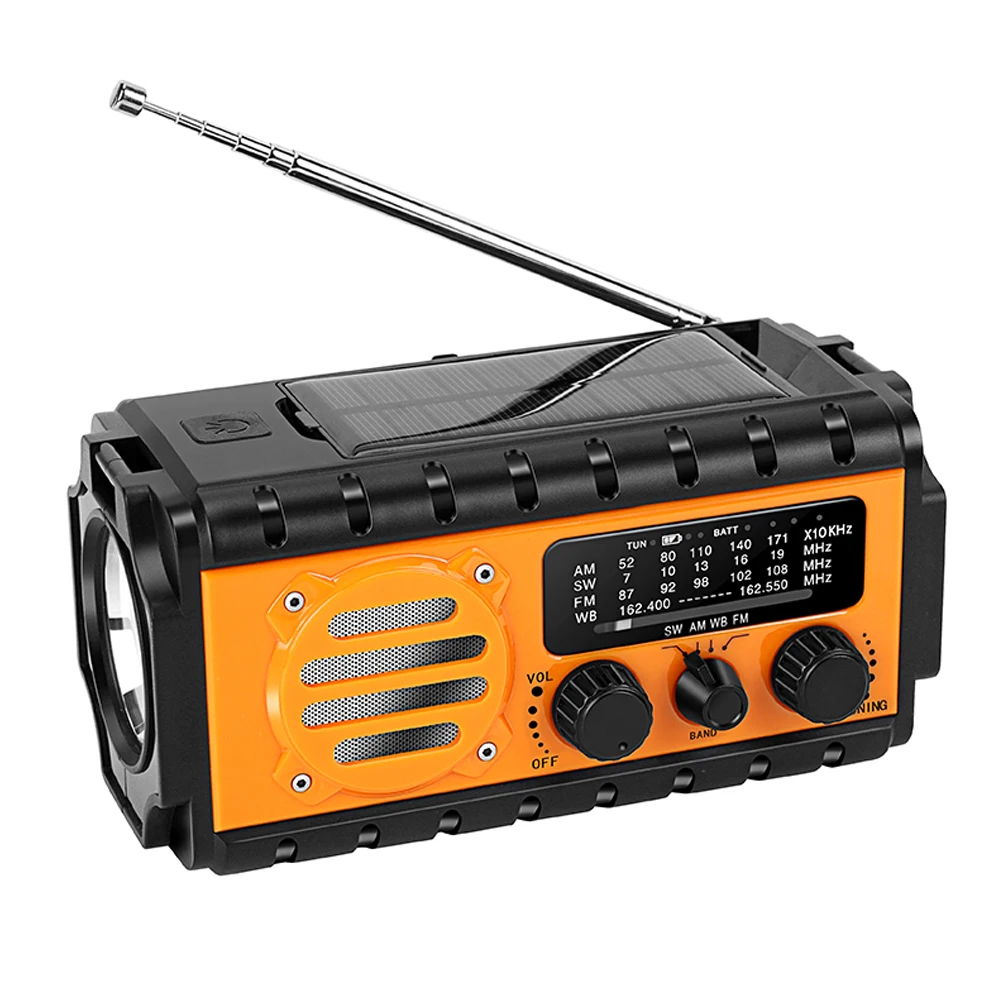 

Hand Crank Emergency Radio 20000mAh Solar Radio SW/AM/FM Survival Radio (Orange)