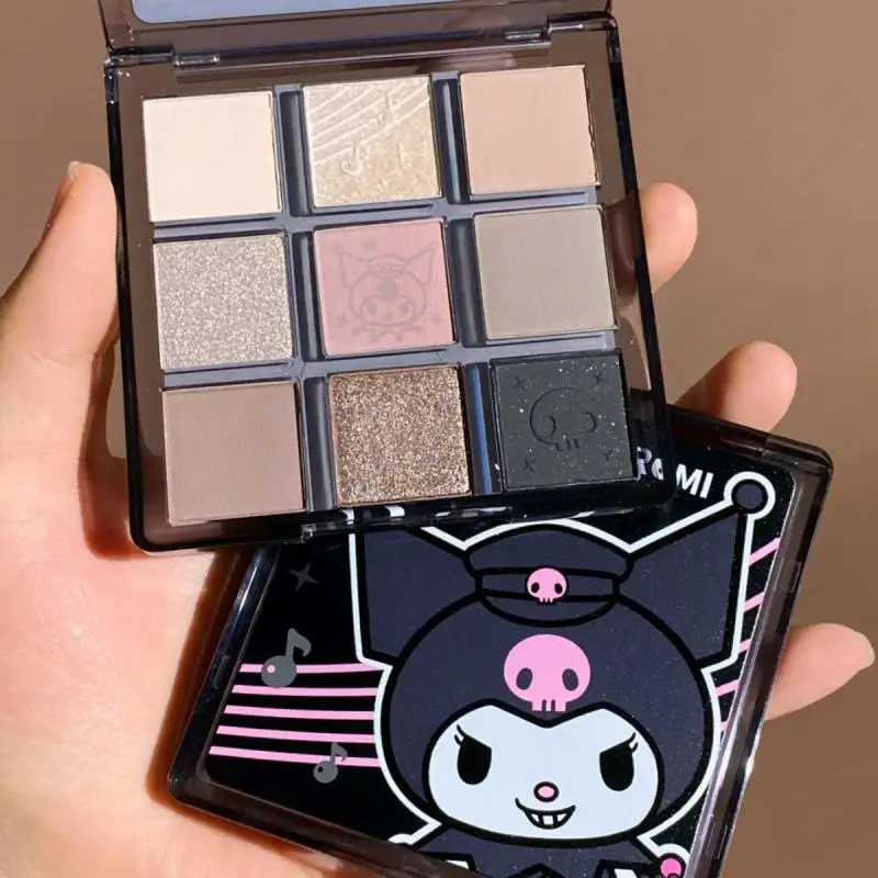 

Мультяшный Sanrioed аниме My Melody Kuromi тени для век Палетка Ins Kawaii красивый макияж 9 цветов Тени для век Палетка праздничные подарки