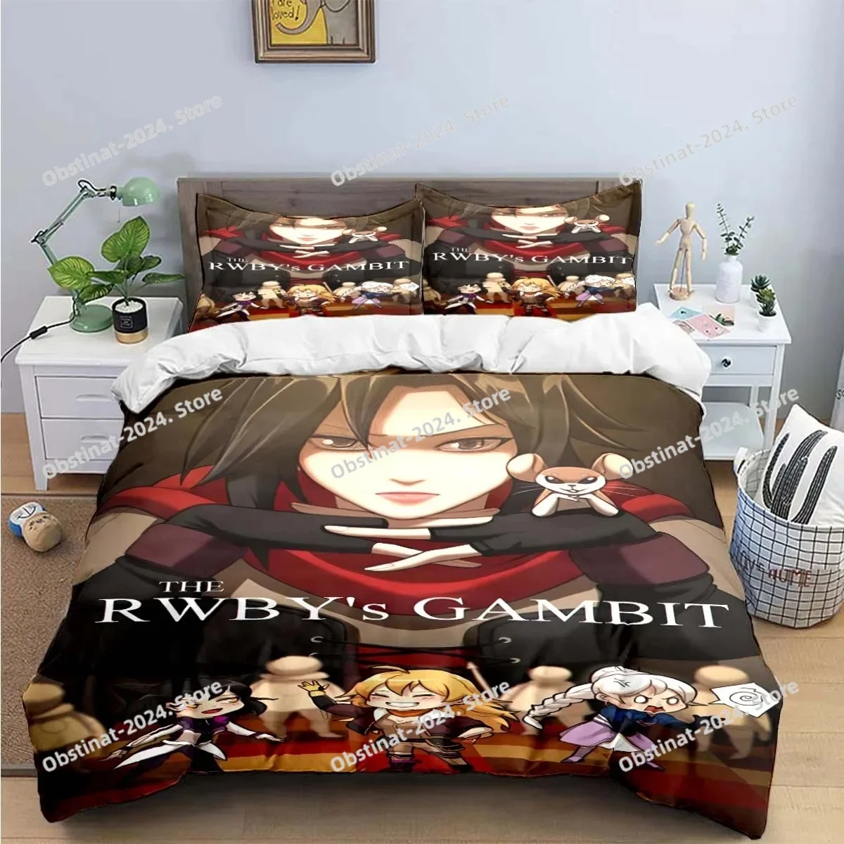 

3D Fashion Cartoon R-RWBY Bedding Set Printed Bed Set With Pillowcase Bed Duvet Cover Soft Single Double Queen Super King Size