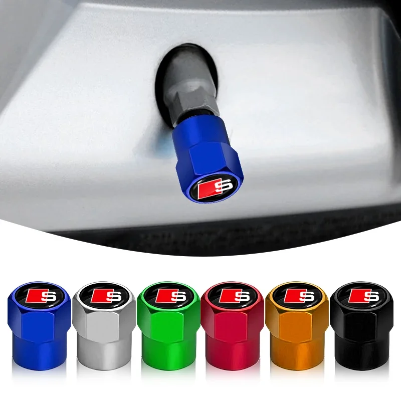 4 قطعة AUTCOAT سبائك الألومنيوم سيارة عجلة الاطارات صمام قبعات الإطارات حافة الجذعية لأودي sline TT Q2 Q3 Q5 Q7 Q8 A3 A4 A5 A6 A7 R8 B5 B6 #1