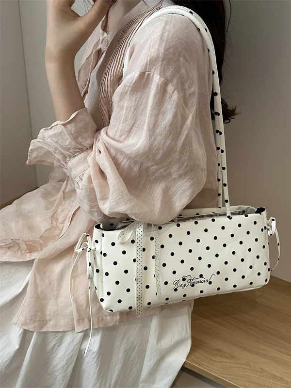 2026 New Women's Underarm Polka Dot Sweet Match Allergy Bread Bag Commuter Pillow Bag Soft Handle Polyester  Double Sho...