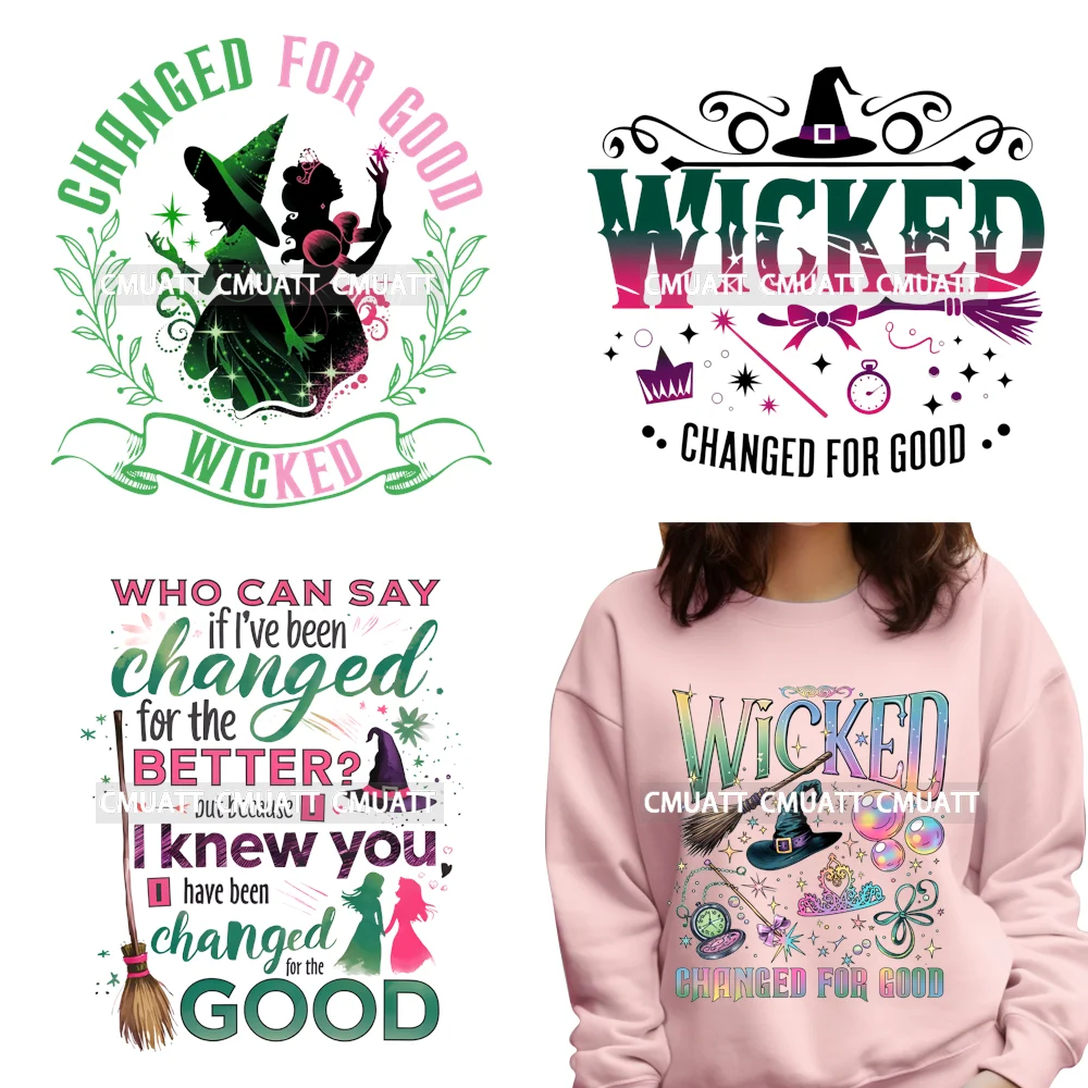 

Witch Social Club Change For Good Magic Movie Pink and Green Iron on DTF Washable Transfers Stickers Ready to Press for Clothing