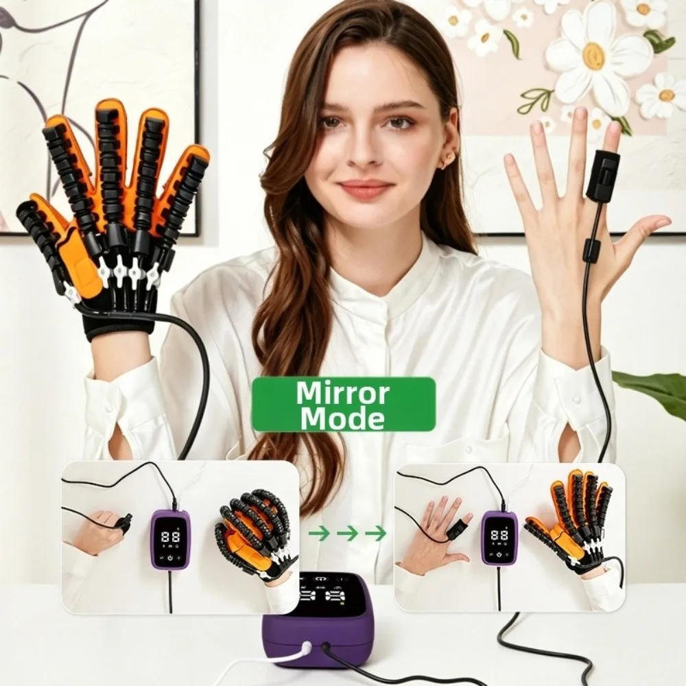 Five-Finger Rehabilitation Robot Gloves Portable Rechargeable Mirror Training Gloves Self-Assisted Heated Automatic Hand Trainer