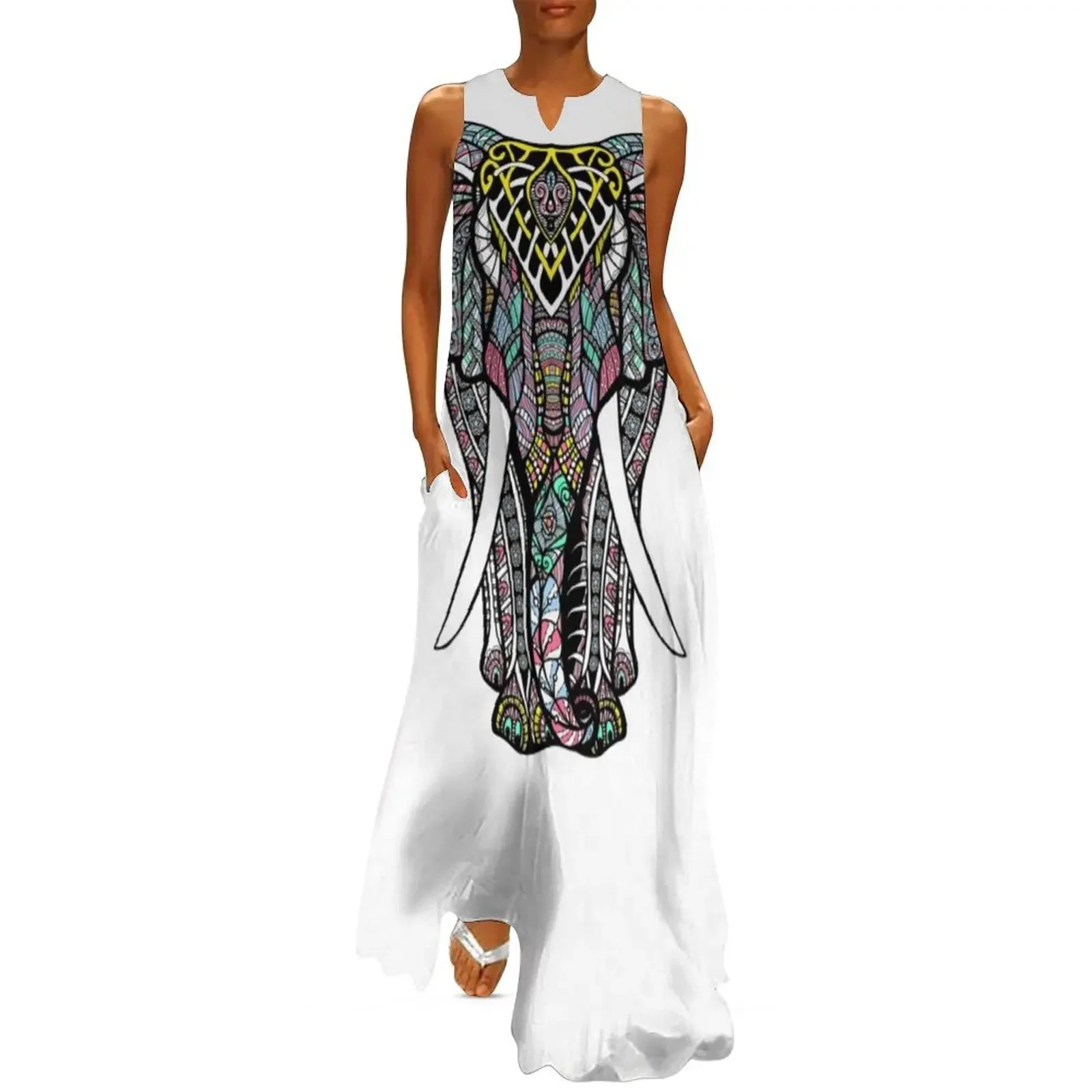 

Decorative Elephant (White) Long Dress Woman fashion dresses for women summer dress for women 2025 dresses korean style Dress