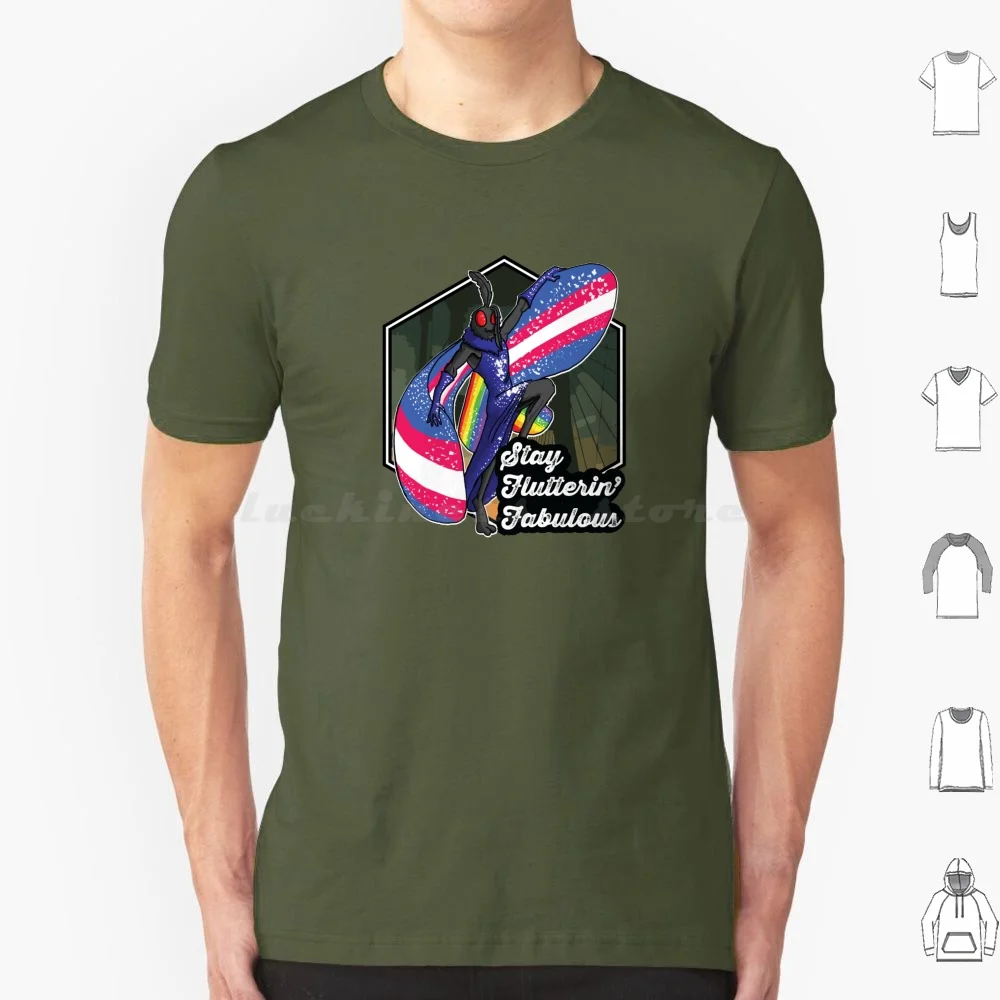 Mothman-Stay Flutterin' Fabulous T Shirt Big Size 100% Cotton Cryptid Cryptozoology Point Pleasant Drag Pride Moth Man West