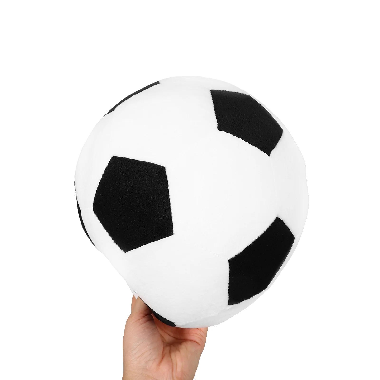 Peluche Figura Giocattoli Pallone da calcio per bambini Cuscino da tiro per interni Forniture da calcio Marsupio Nero per bambini