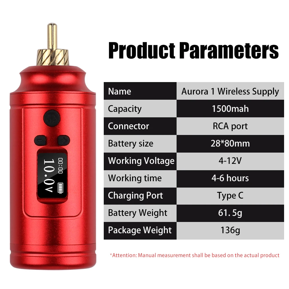 Alimentation numérique sans fil pour machine à tatouer à distance, prise RCA, batterie aste, fournitures de maquillage en continu, 1500mAh