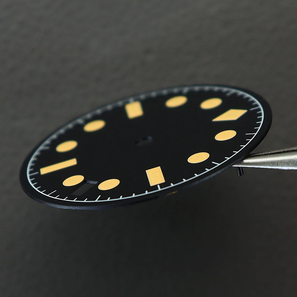 YEJIAOLAN 28.5mm cadran de montre visage Date fenêtre vert lumineux noir pour NH35 NH35A mouvement automatique montre accessoires pièces bricolage