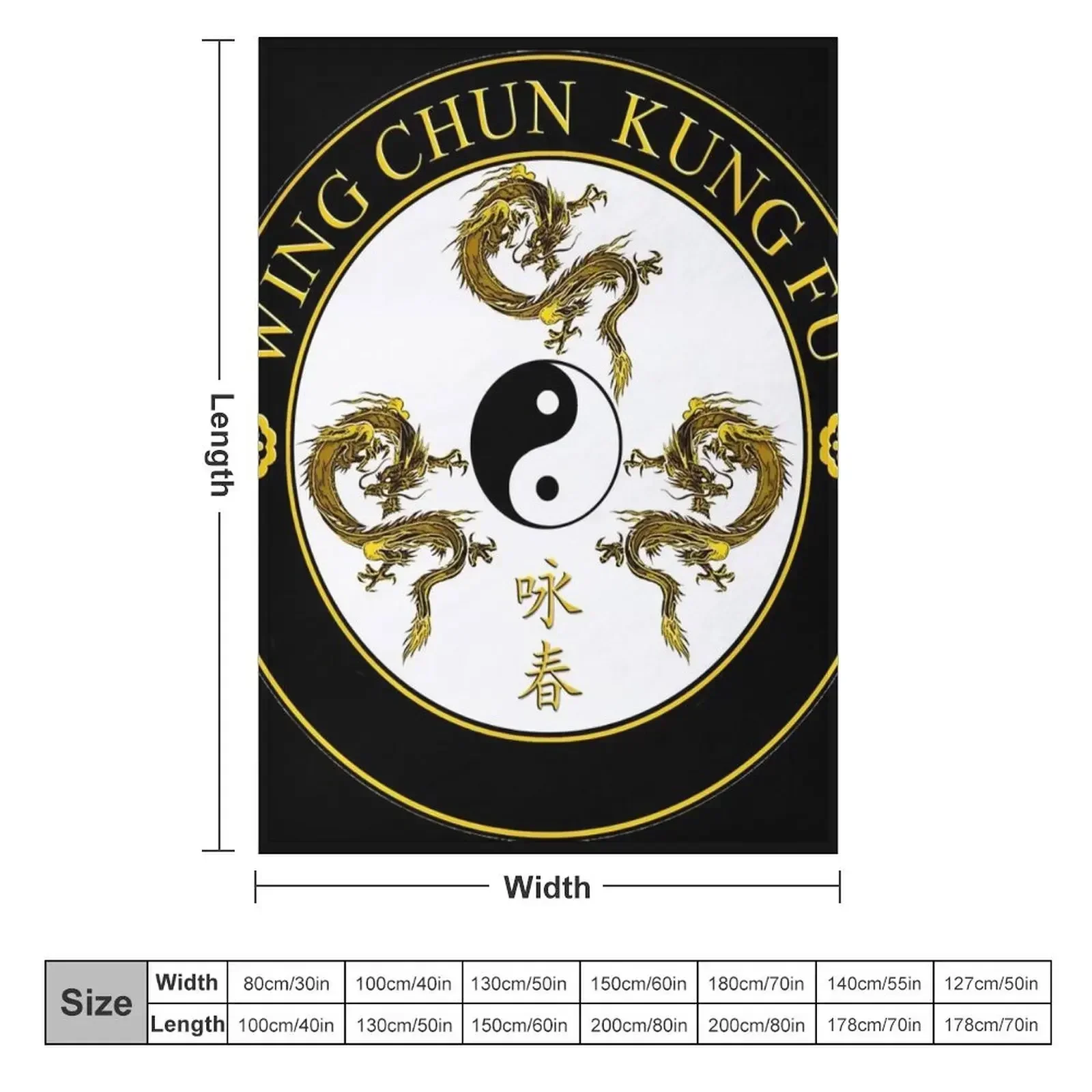 Wing Chun Kung Fu Martial arts dragon black movie design Throw Blanket Quilt Furrys Furry manga Blankets