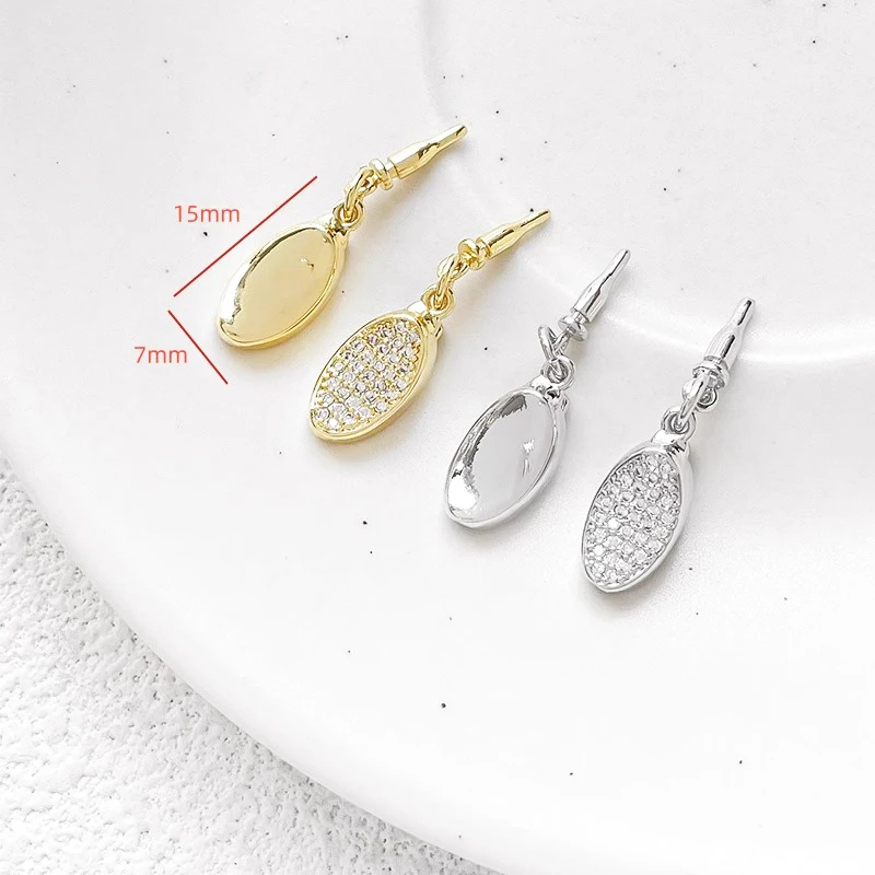Brass Gold-plated with Zircon Inlay Yuanbao Plug-in Buckle Connection Buckle DIY Necklace Making Bracelet Closing Accessories