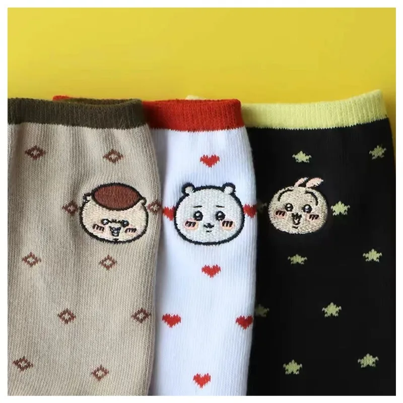 Cartoon Anime Chiikawas Series Usagi Knitted Mid Tube Socks Cute Leisure Breathable Cotton Socks Girl Fashion Sports Socks Gift