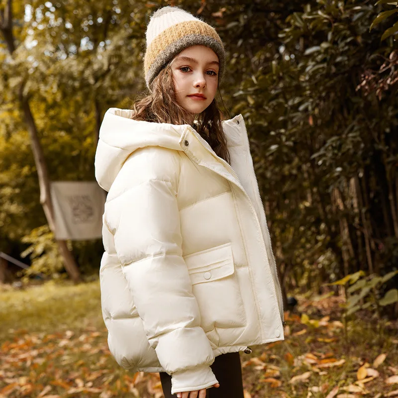 OLEKID 2024 Winter Down Jacket For Girl 90% White Duck Down Hooded Thick Warm Teenage Girl Outwear Coat 5-16 Years Kids Parkas