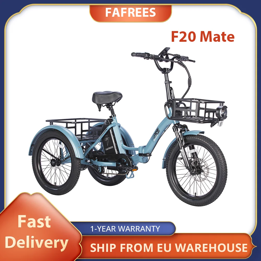 FAFREES F20 Mate Electric Tricycle, 500W Brushless Motor, 48V/18.2Ah Battery, 20*3.0-inch Fat Tires, 25km/h Max Speed, 110km Max