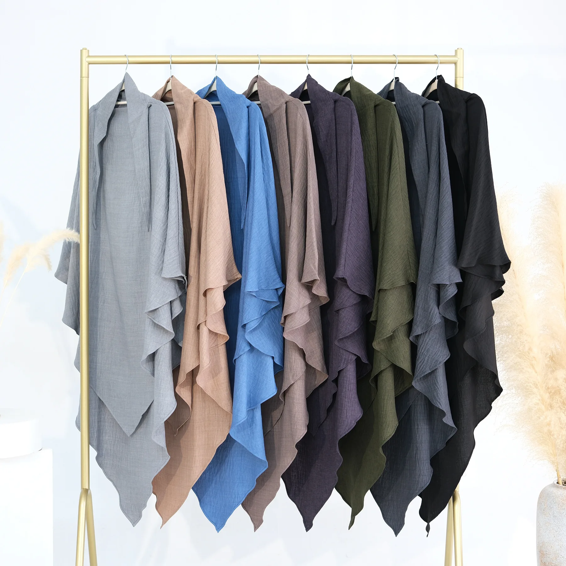 Tre strati Lungo Khimar Musulmano Abaya Ramadan Preghiera Indumento Hijab Donne Niqab Burka Turchia Islamica Eid Caftano Abbigliamento Foulard