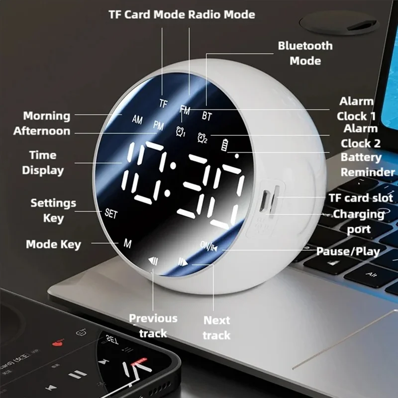 Multi Functional Intelligent Alarm Clock, Bluetooth Speaker, AI Voice Assistant, High Volume, Timed Alarm