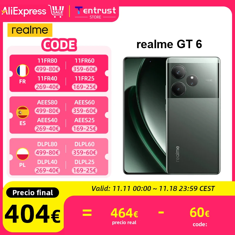 Global Version realme GT 6 GT6 5G Smartphone 6.78