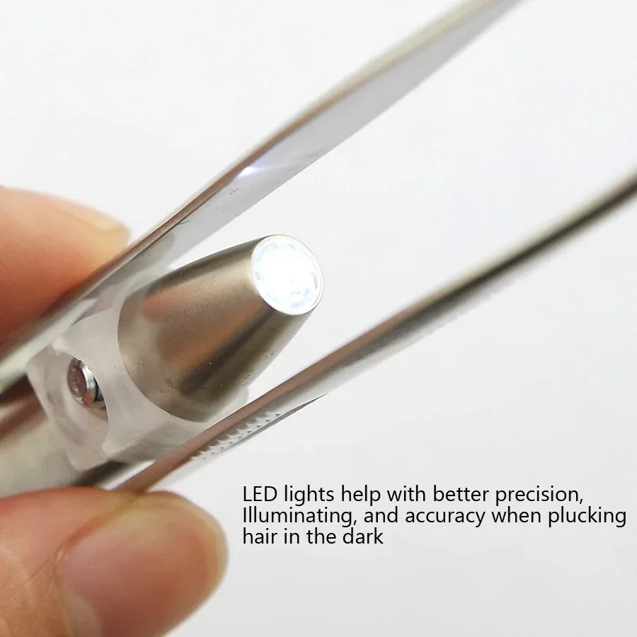 ملاقط حواجب مضاءة بإضاءة LED، أداة تجميل دقيقة ومضيئة لتشكيل الحاجب #3