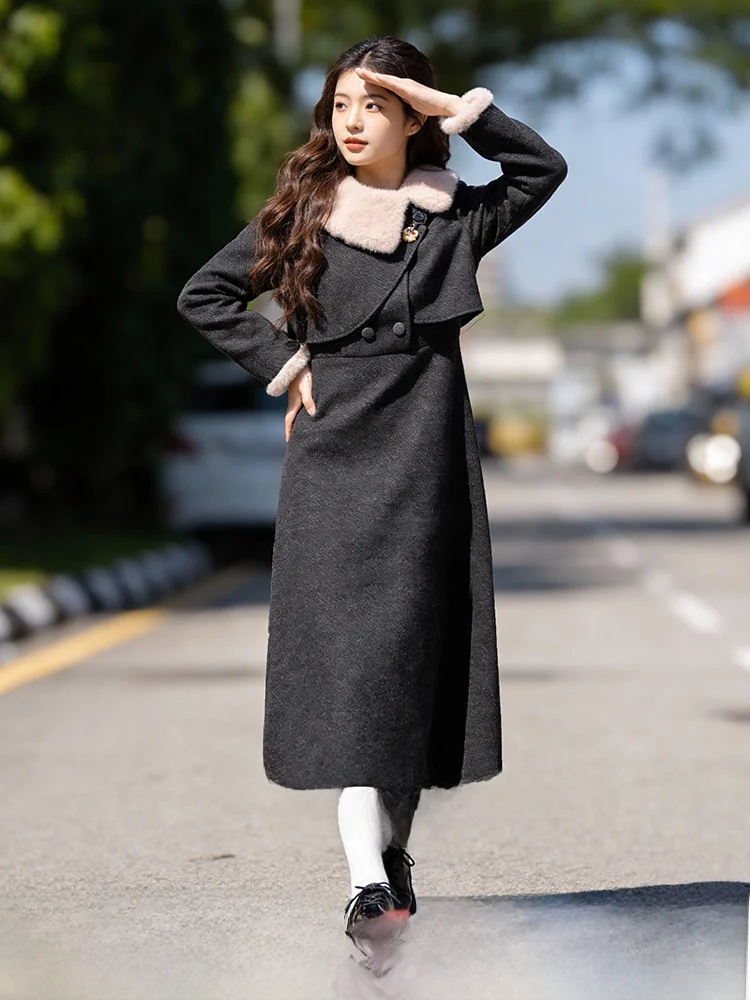 

plus Size Vintage Design Slimming Dress Women's Spring New Style Turn-down Collar Waist-cinching Gown Formal Casual Wear