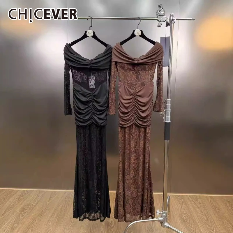 

Женское платье CHICEVER: цельное, с кружевными вставками, сексуальное, с вырезом-лодочкой, длинным рукавом, стройнящее, для вечеринок, элегантное, модный стиль